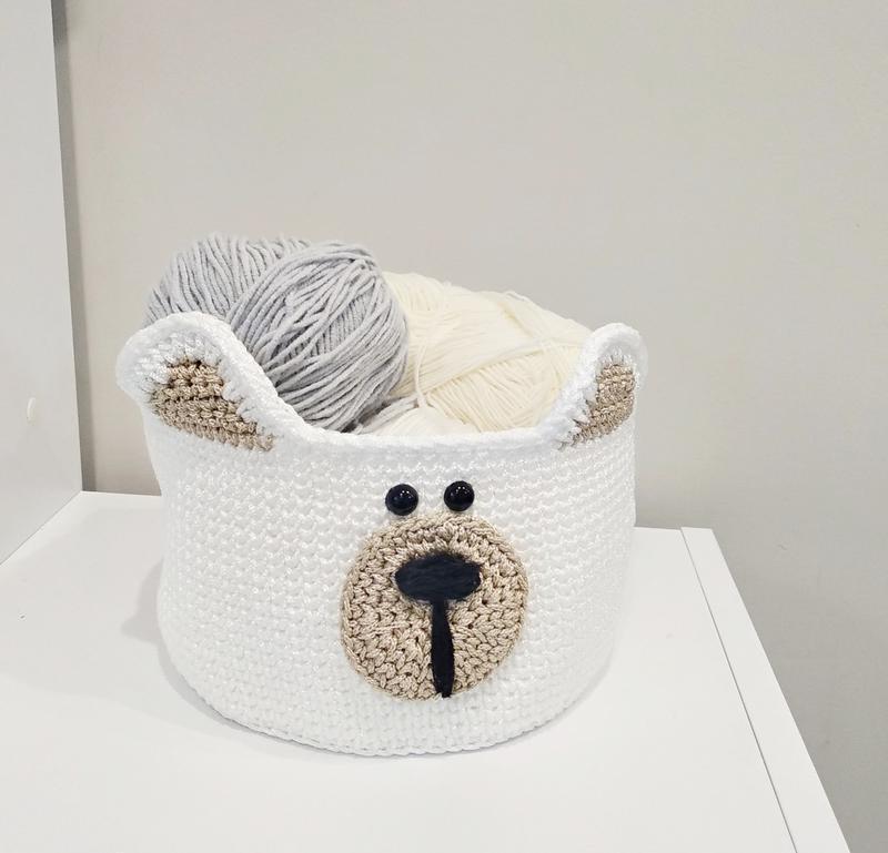 Вязаная корзина для игрушек ручной работы 18х11 см (23552-Нов)