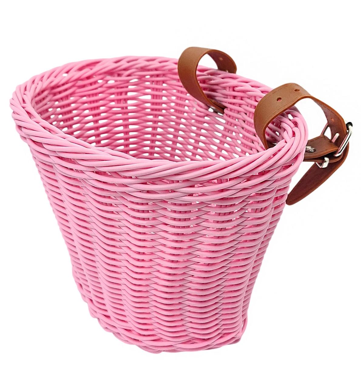 Кошик на дитячий велосипед/самокат плетений ретро 20х16х16 см Рожевий (G0001893)