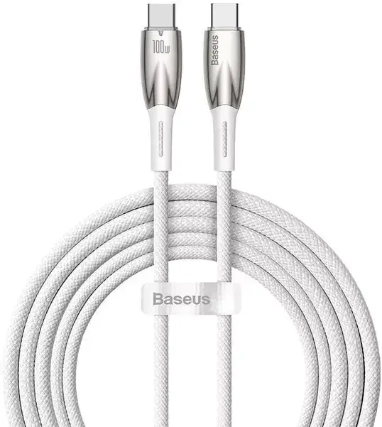Кабель BASEUS Glimmer Series Fast Charging Cable Type-C to Type-C CADH000802 100W 2 м White