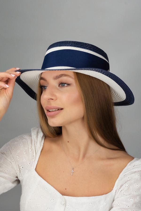 Шляпа канатье Braxton двухцветная с широкой тульей Пудровый /Белый (1748)