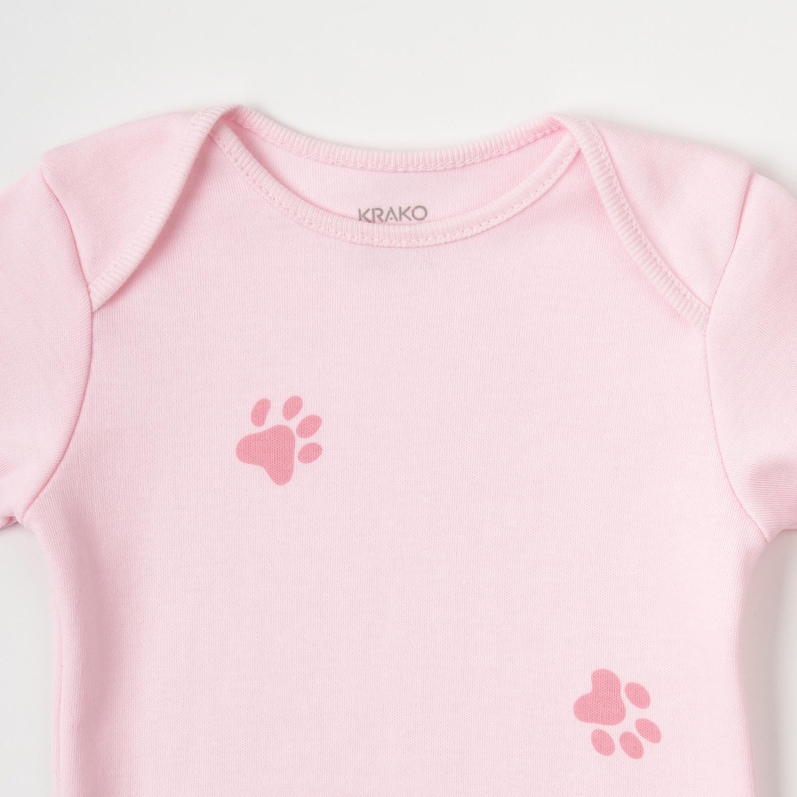 Боди с длинным рукавом Лапка 68-74 см Розовый - фото 2