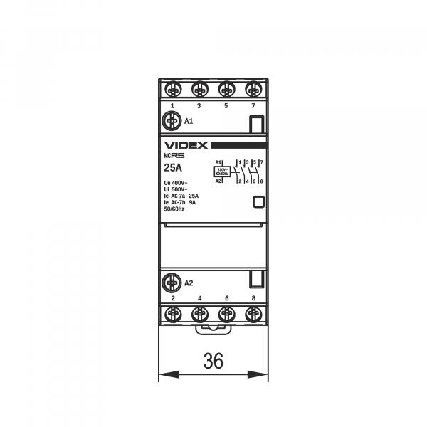 Контактор модульний Videx 4п 25А 4НВ (VF-RS-MC4O-25) - фото 5 Контактор модульний Videx 4п 25А 4НВ (VF-RS-MC4O-25) - фото 5