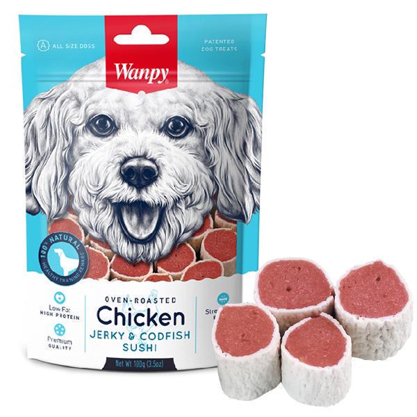 Лакомство для собак Wanpy Chicken Jerky & Codfish Sushi 0,1 кг