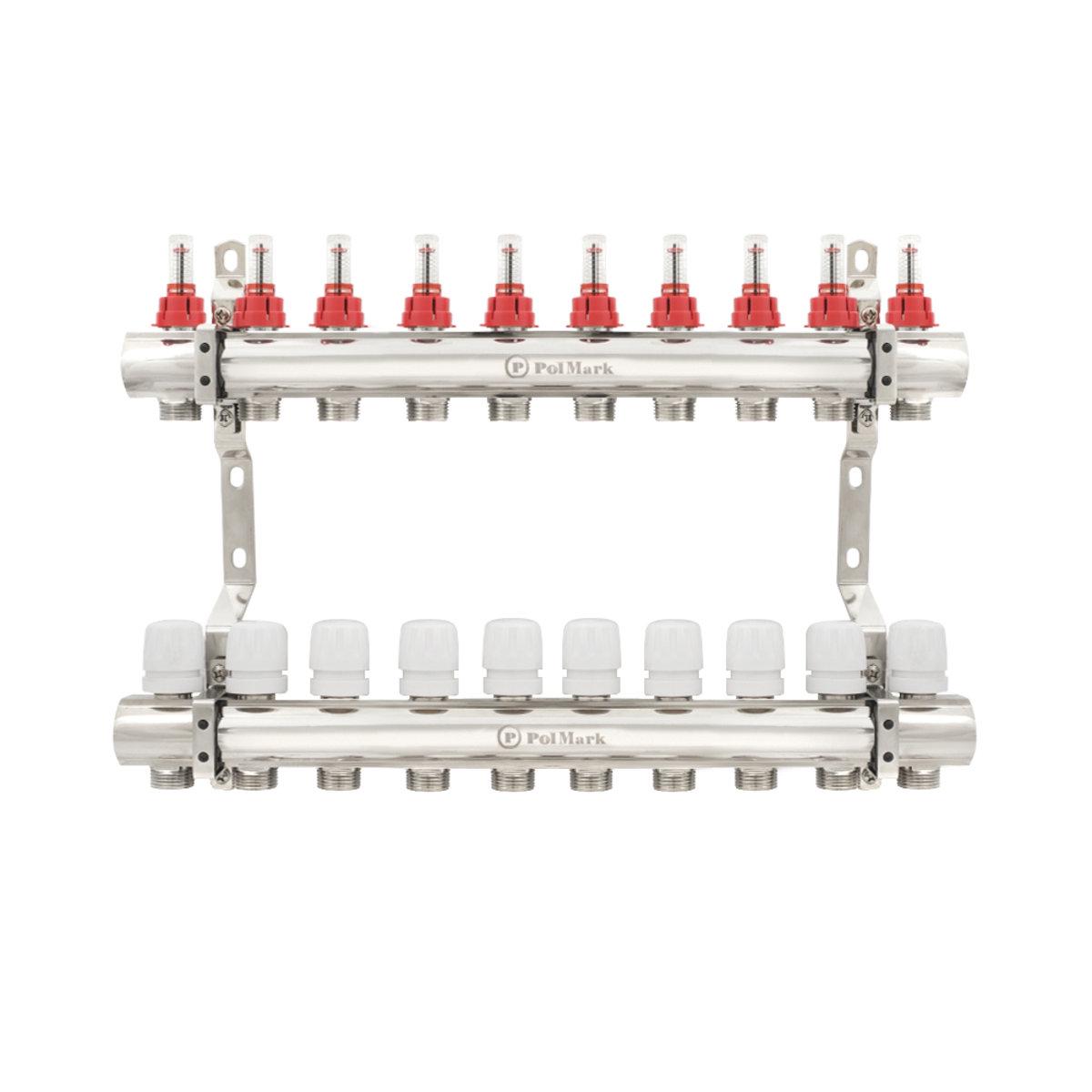 Коллектор Polmark 1x3/4 9 выходов с термоклапанами и расходомерами PBMF109 - фото 2 Коллектор Polmark 1x3/4 9 выходов с термоклапанами и расходомерами PBMF109 - фото 2