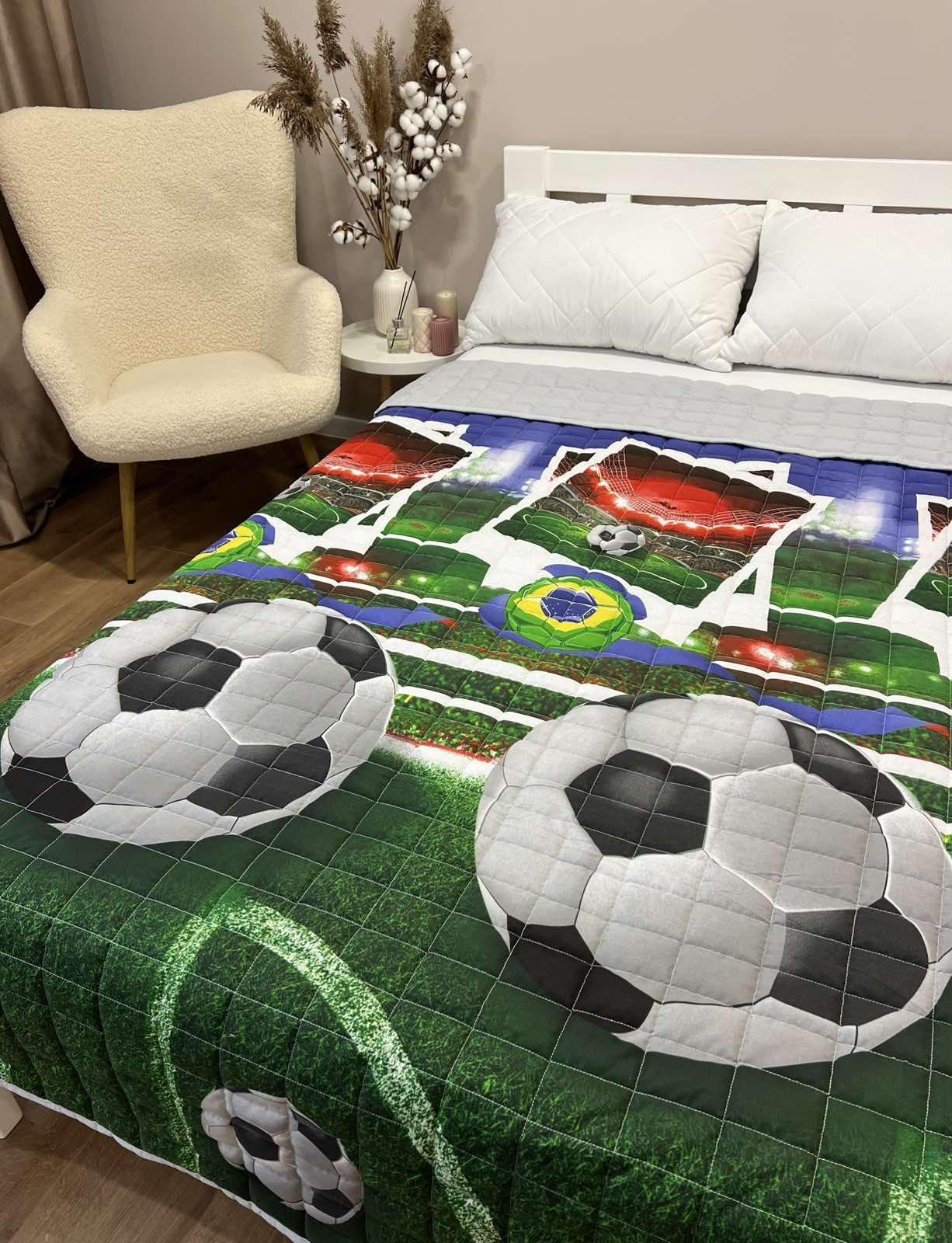 Ковдра дитяча з футбольним малюнком двостороння 150х210 см Зелений (26654075) - фото 3 Ковдра дитяча з футбольним малюнком двостороння 150х210 см Зелений (26654075) - фото 3