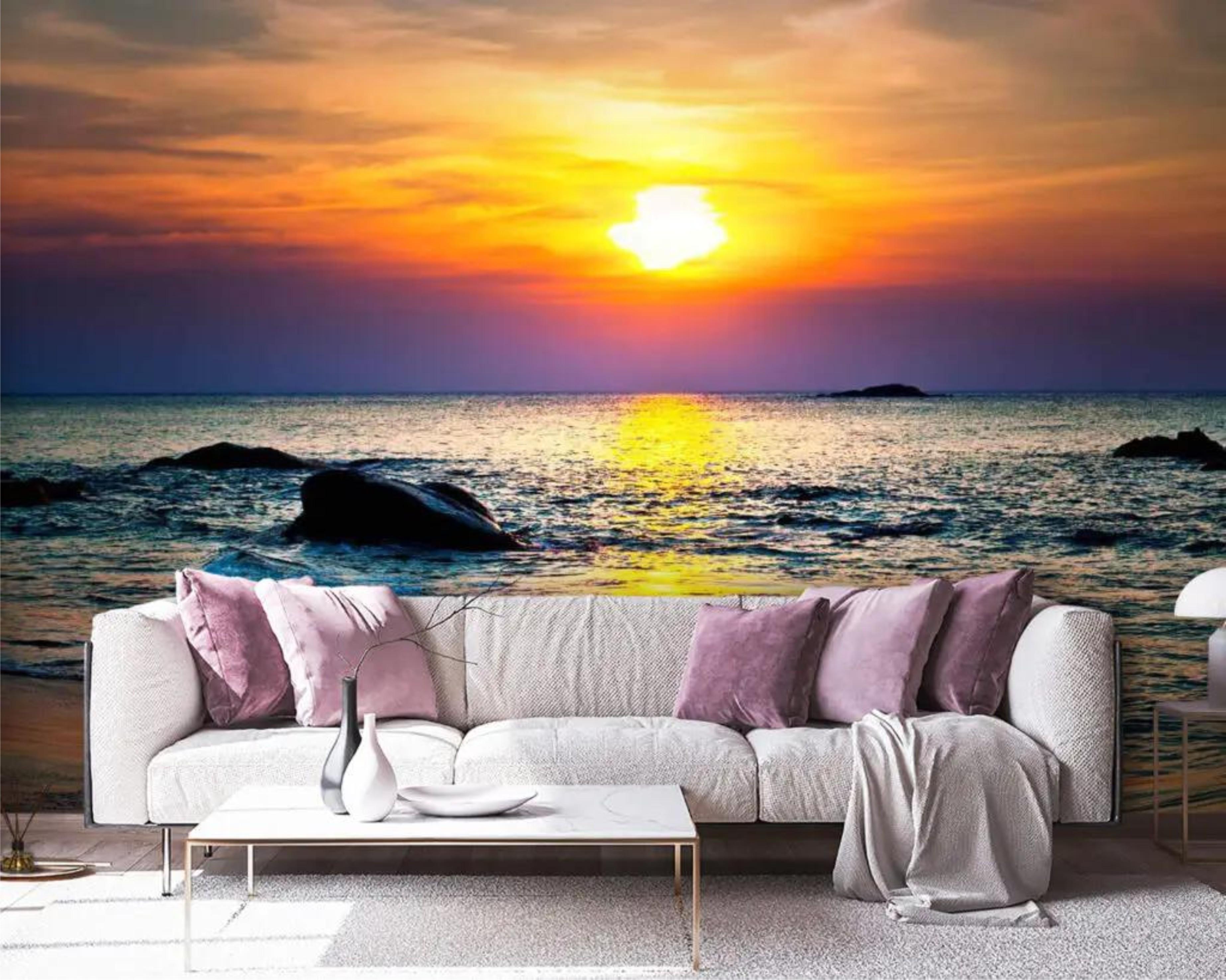 Фотообои Закат над пляжем Разноцветный (000410)