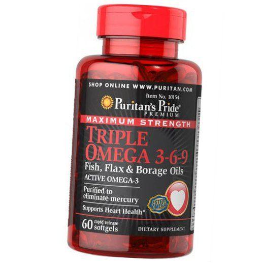 Омега 3 6 9 Puritan's Pride Maximum Strength Triple Omega 60 гел. капс. (67367019)