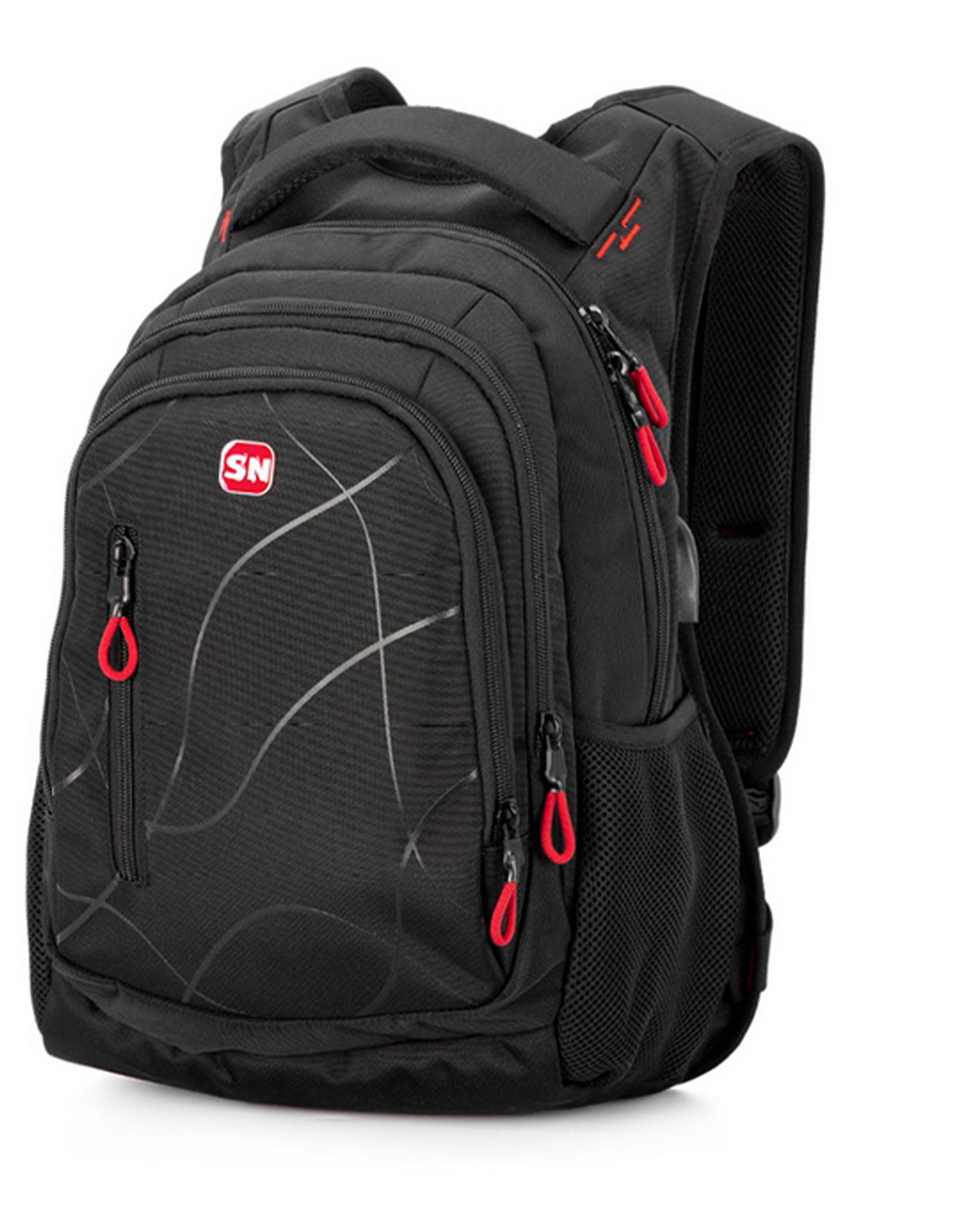 Рюкзак для старшеклассников для ребят SkyName с ортопедической спинкой с usb портом Черный (90-126 R)