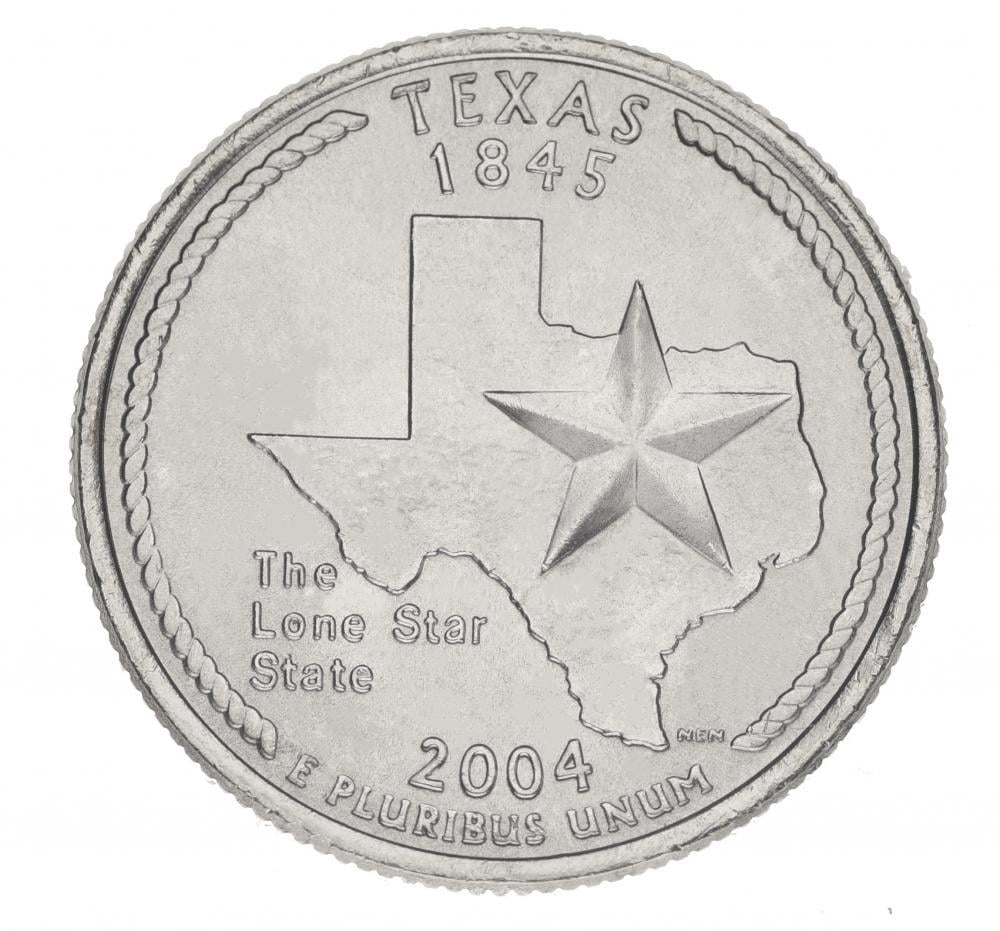 Колекційна монета США 25 центів 2004 P Штати та території - Техас UNC (KM#357)