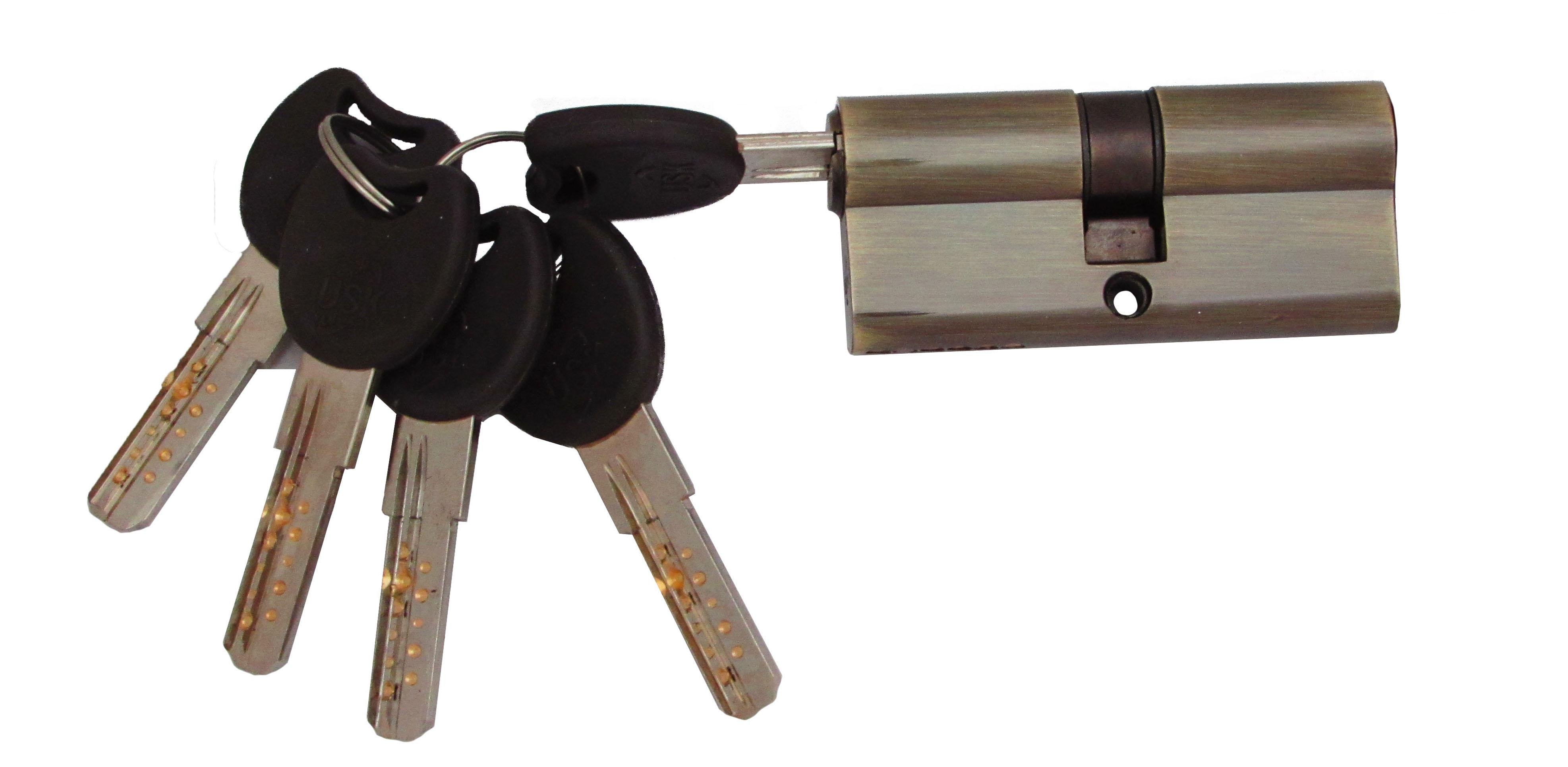Цилиндровый механизм USK ZC-70 35x35 мм ключ/ключ Бронзовый (24789186)