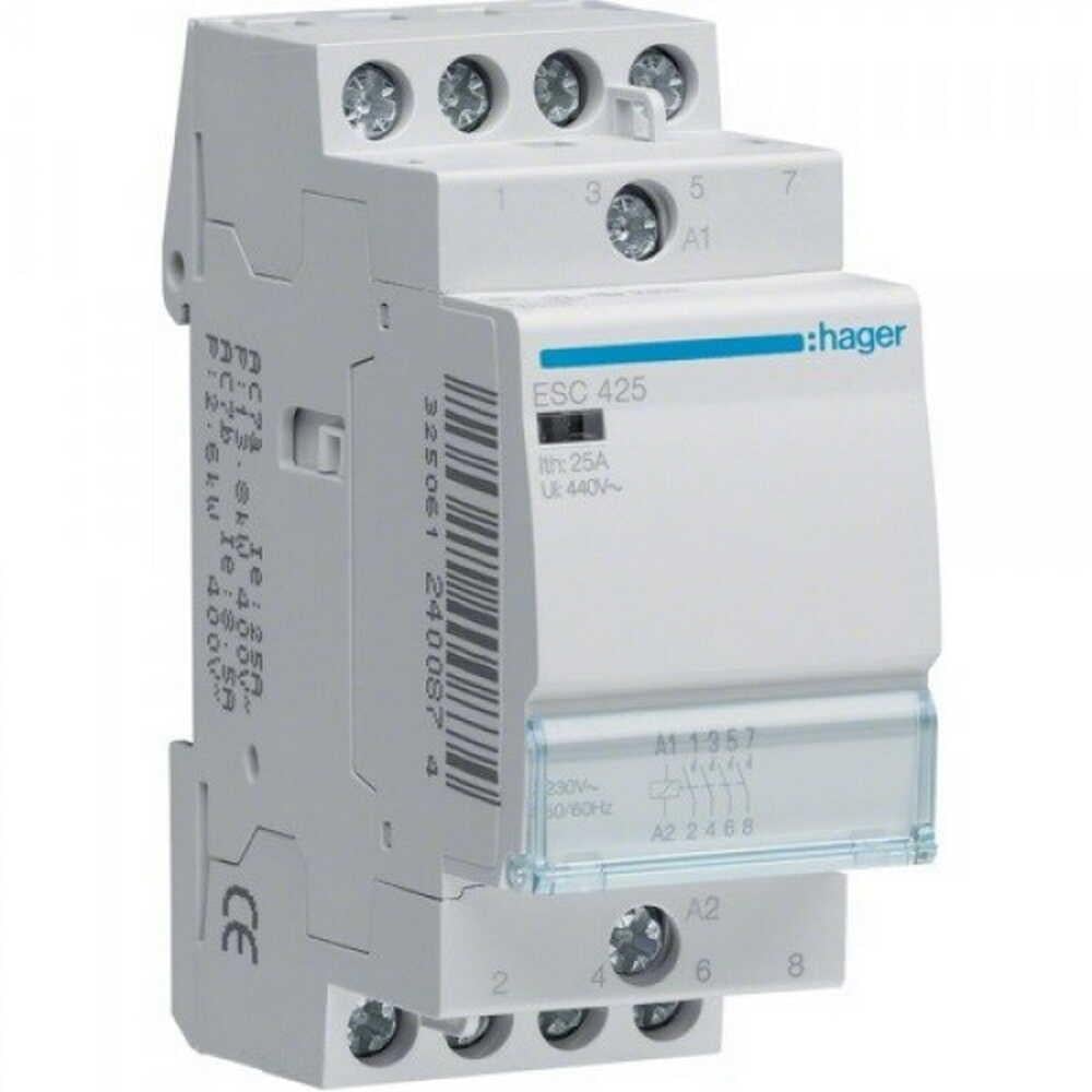 Контактор модульный Hager 4P 25 А 4NO 230 В AC (ESC425)