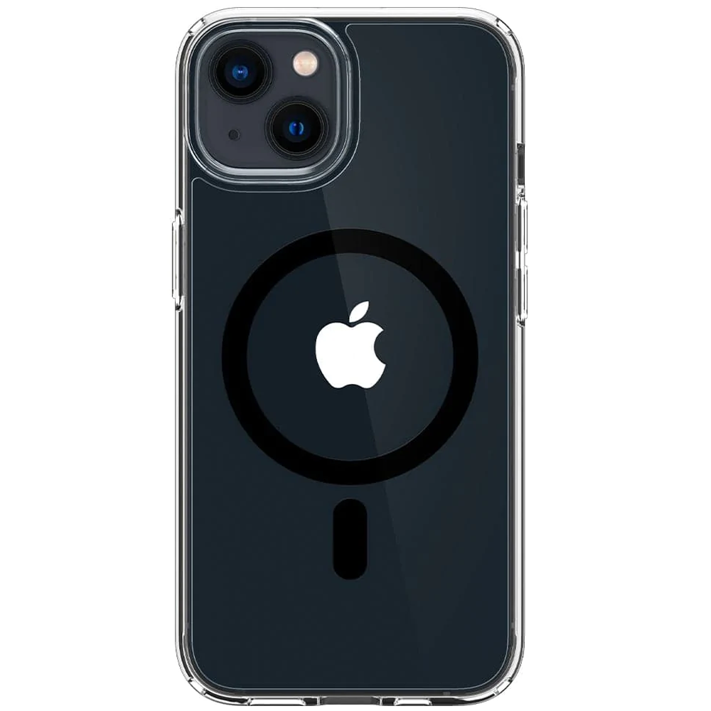 Прозрачный чехол накладка Spigen Ultra Hybrid Case with MagSafe for iPhone 13, Black (ACS03529)