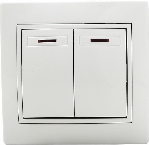 Выключатель АСКО-УКРЕМ FL 2-клавишный с подсветкой Белый (BBсб10-2-1-Fl-W)