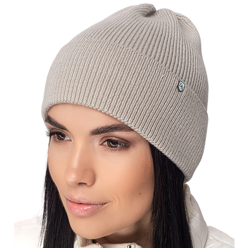 Шапка женская Leks ДЮНА с отворотом удлиненная без подкладки одинарная one size Светлая Фисташковый