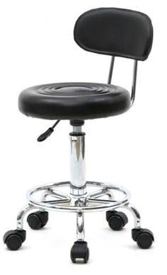 Табурет на колесах со спинкой круглый Черный (287066) - фото 2