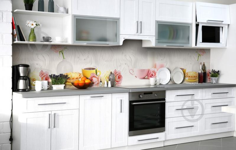 Скинали на кухню Zatarga «Яблочная тарталетка» 600х3000 мм виниловая 3Д наклейка кухонный фартук самоклеящаяся