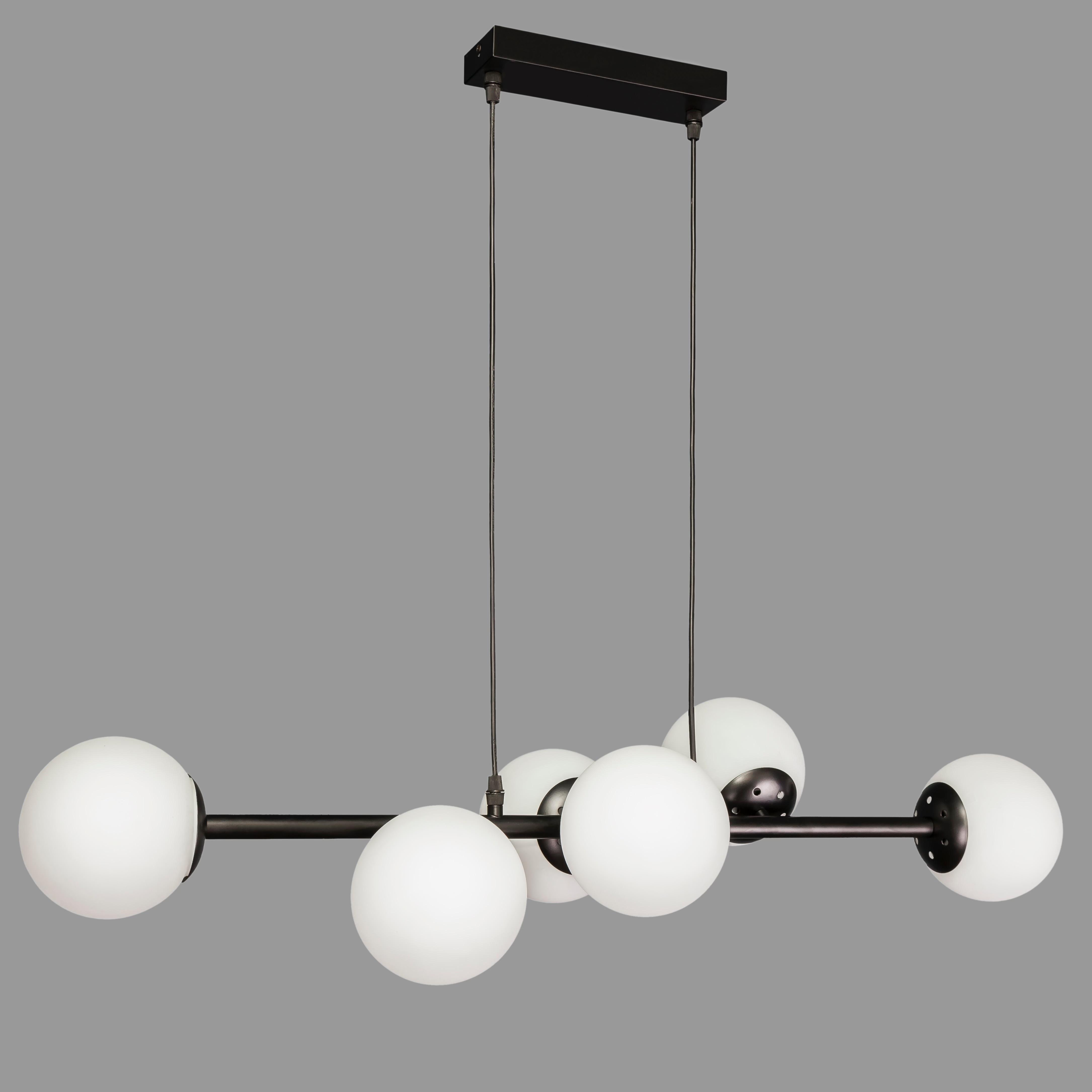 Люстра подвесная на 6 ламп Черный ( 52-1010-6 BK+WH) Люстра подвесная на 6 ламп Черный ( 52-1010-6 BK+WH)