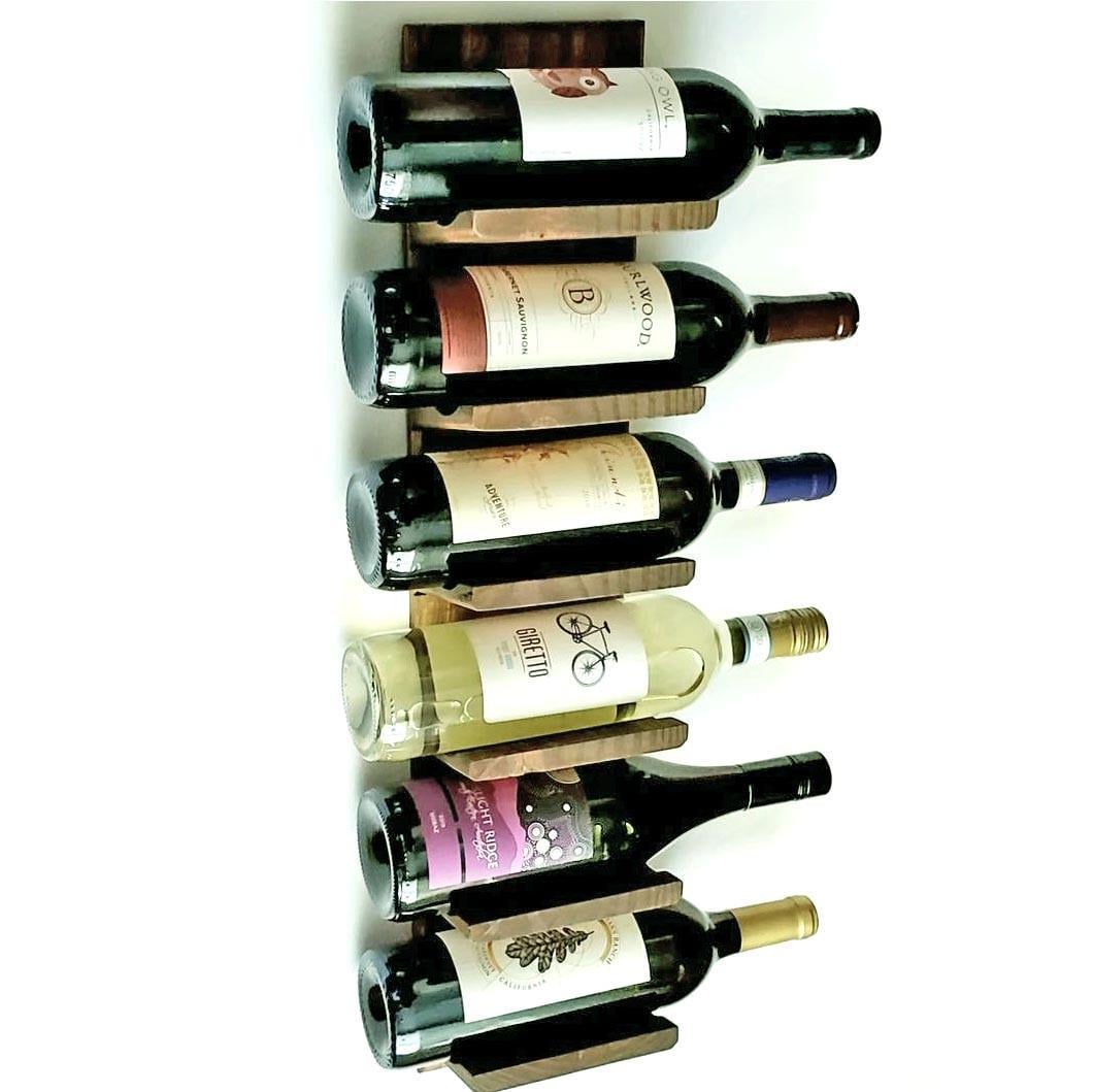 Полка для вина настенная из дерева Тахара 6 Сепия (ПНК-604008)