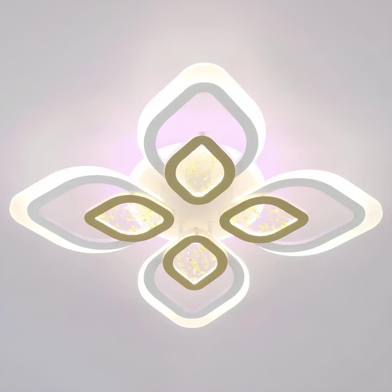 Люстра светодиодная Valeso с подсветкой 134W 3000-6000К Белый/Золотой (V K29133-4 1 WT GD)