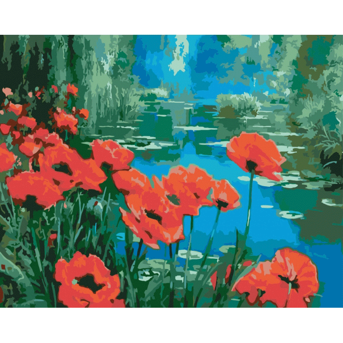 Картина за номерами Ідейка "Маки біля ставка" 40х50 см (Az-268624)