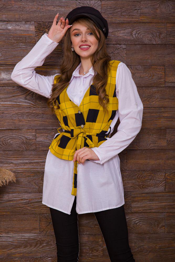 Рубашка женская Ager 119R321 XXL Белый/Горчичный