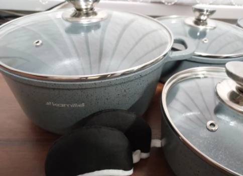 Набір каструль зі сковорідками Kamille з кришкою 1,3л/ 1,5л /2,3/4,5 2 шт. (4437) - фото 9 Набір каструль зі сковорідками Kamille з кришкою 1,3л/ 1,5л /2,3/4,5 2 шт. (4437) - фото 9