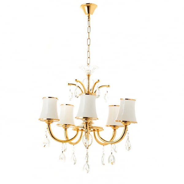 Люстра классическая Flora с абажуром из стекла 5 ламп Золотой (OU013/5/gold)