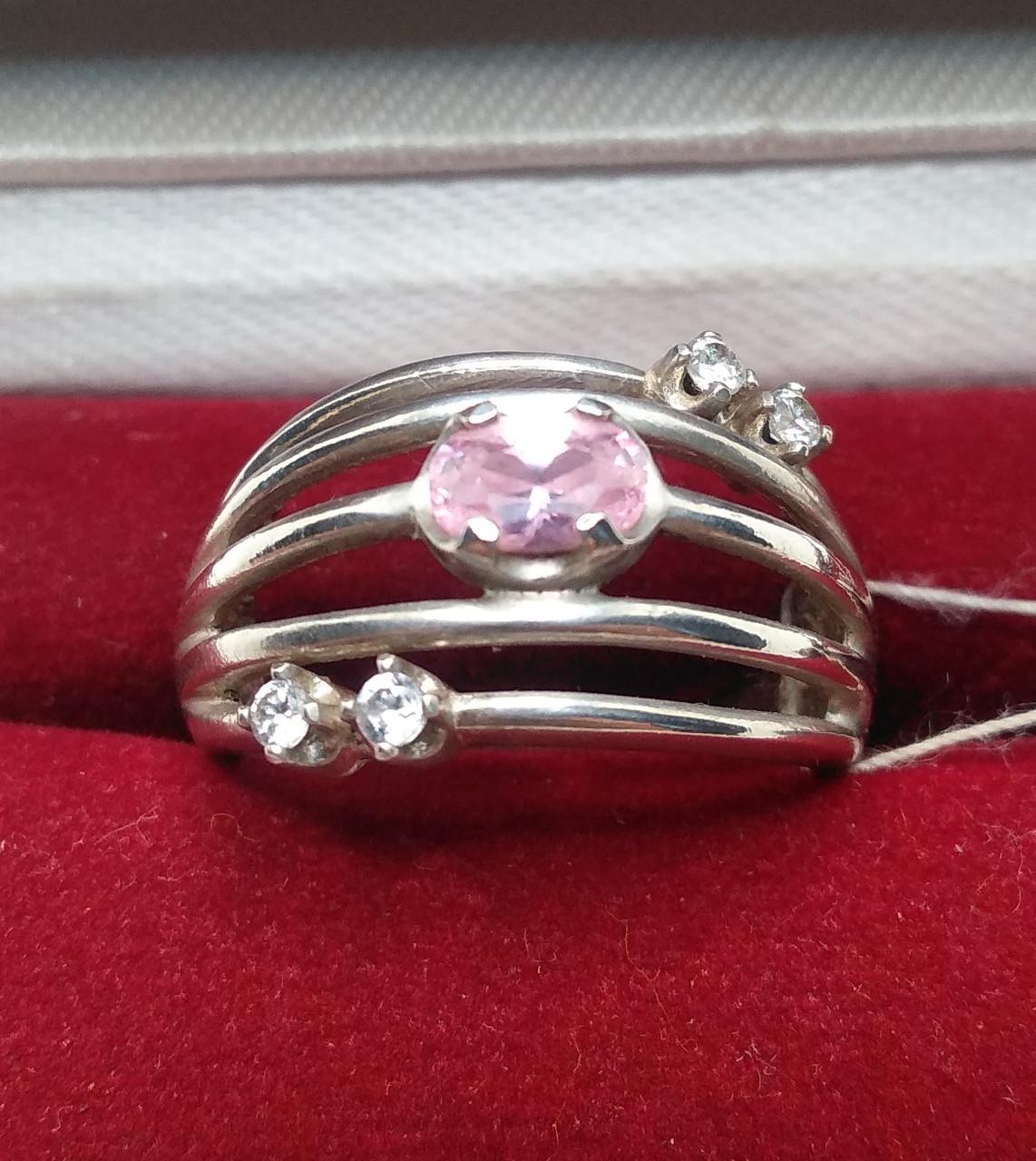 Кольцо серебро имитация розовый кварц 925° 5,70 г р. 18 (021952)