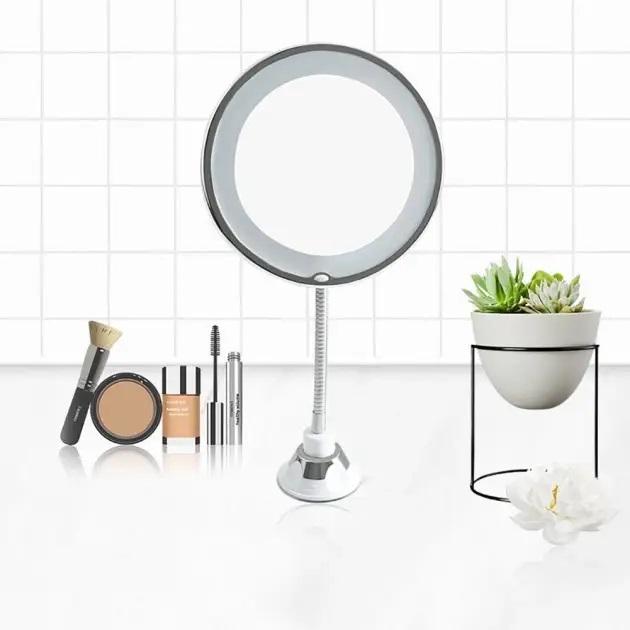 Косметическое зеркало Flexible Mirror X10 с LED-подсветкой настенное с держателем на батарейках (2079257710) - фото 2