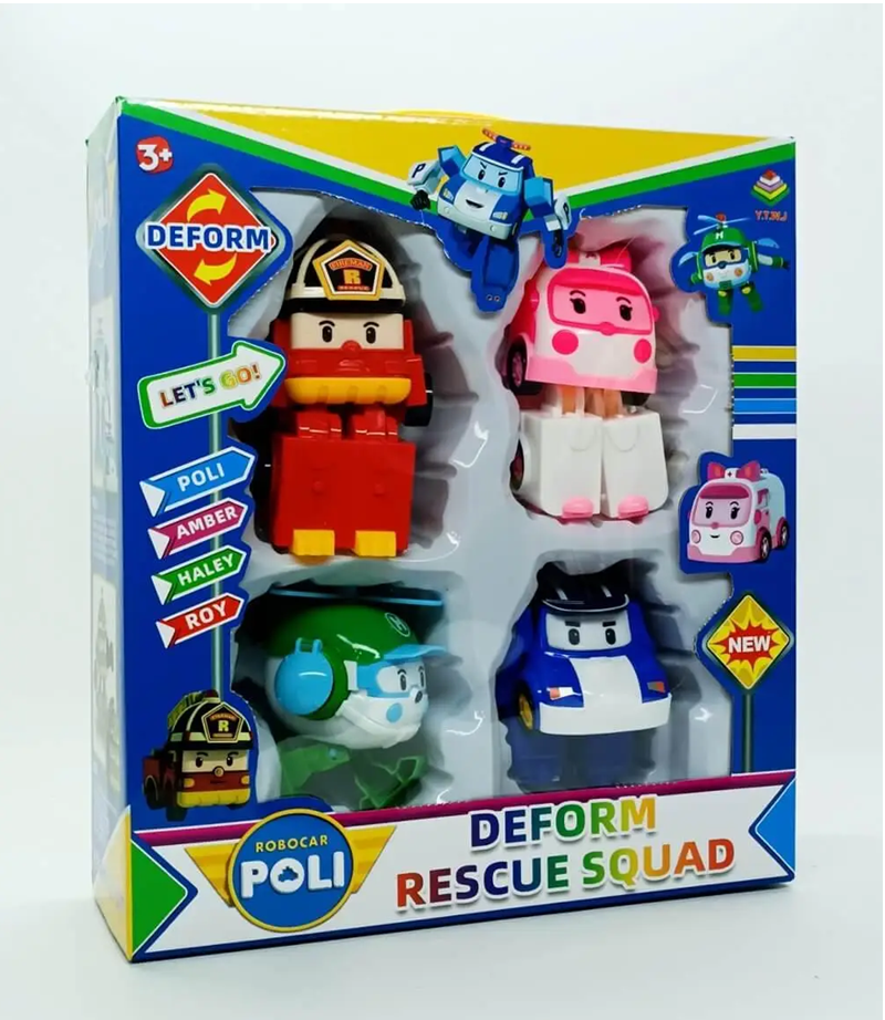 Дитячий ігровий набір Robocar Poli 4 фігурки машинка трансформується в робота висота 10-12 см (250)
