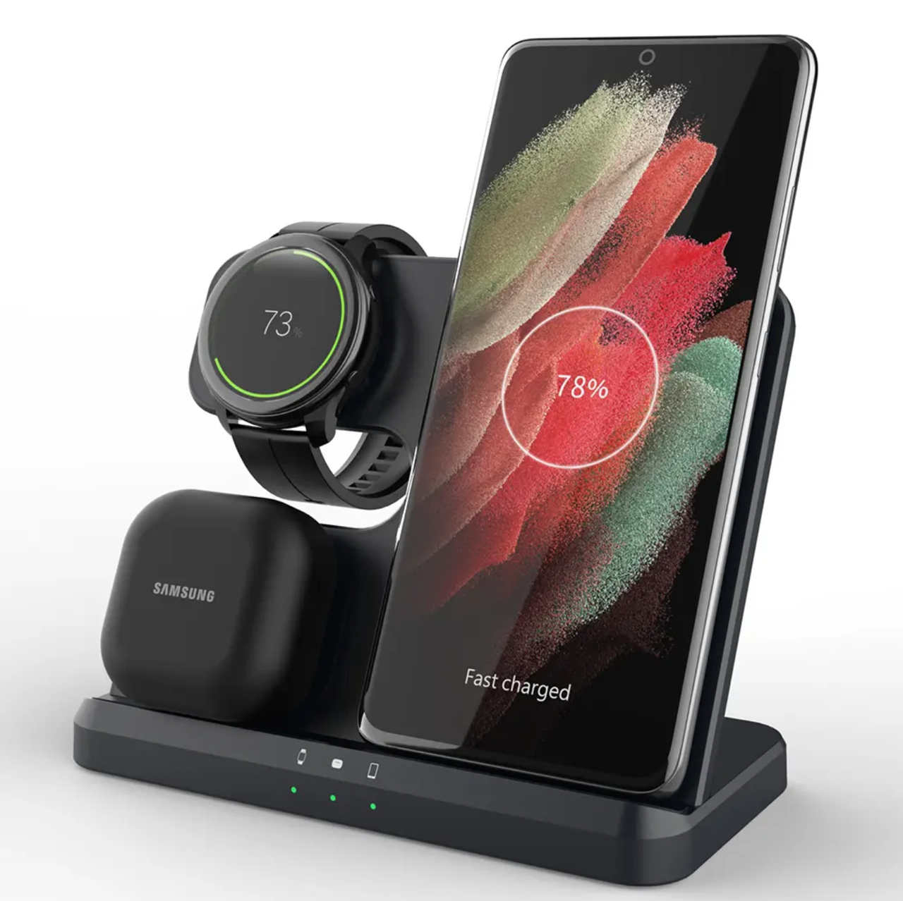 Станция беспроводной зарядки Q10 3в1 для смартфона Samsung/часов Galaxy Watch/наушников Galaxy Buds 15W (1876714462)