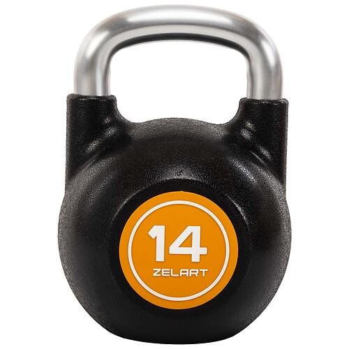 Гиря соревновательная Zelart TA-4756-14 цельная чугунная с PU-покрытием и хромированной ручкой 14 кг Черный (31492690)