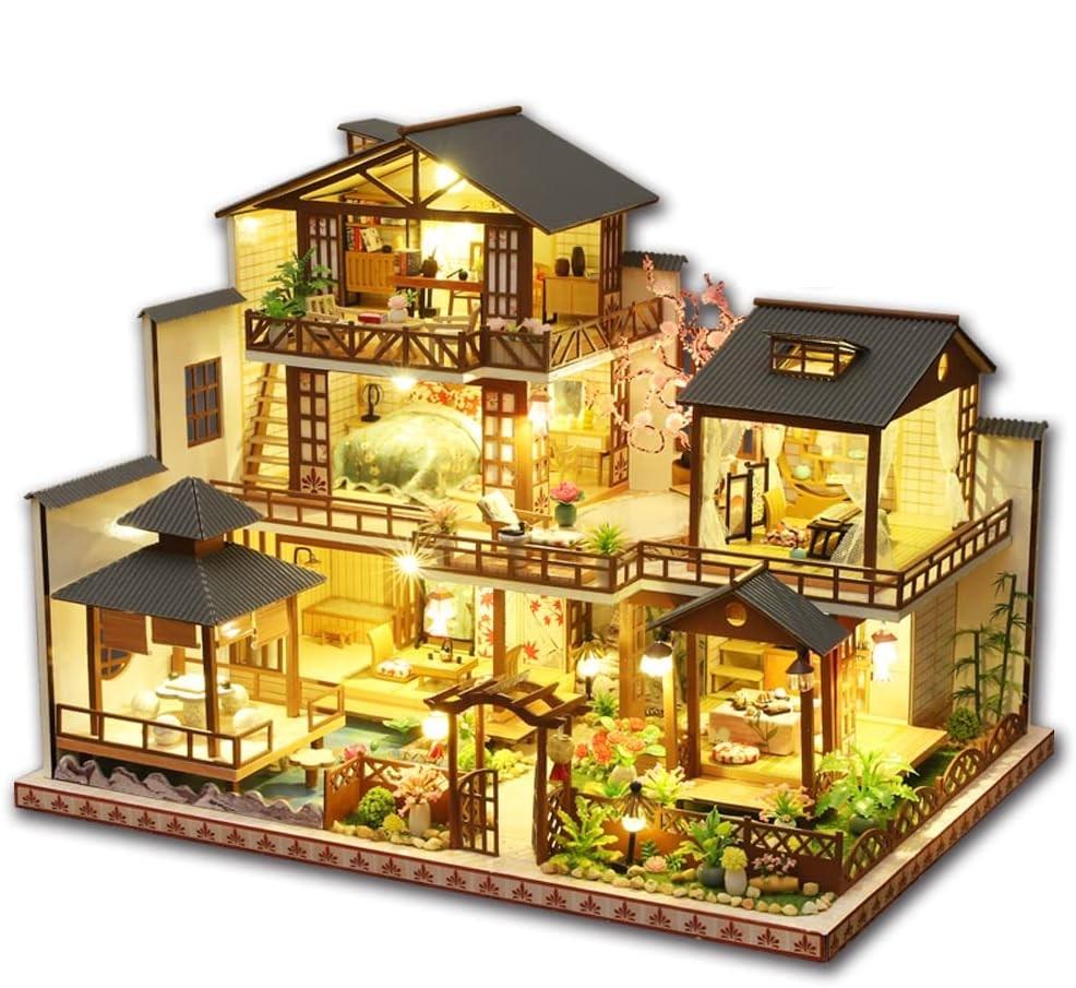 Румбокс 3D DIY японський дерев'яний ляльковий будиночок та пилозахисний купол (P008-B)