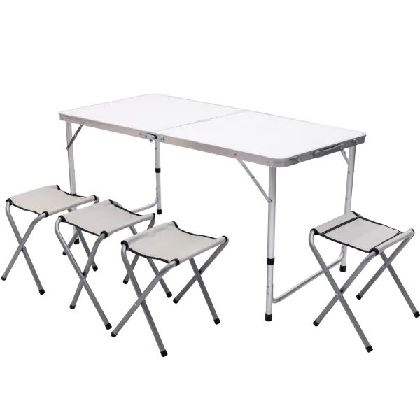 Стіл для пікніка Lugi розкладний 120х60х70 см зі стільцями Білий (146-107-JY-12060W)