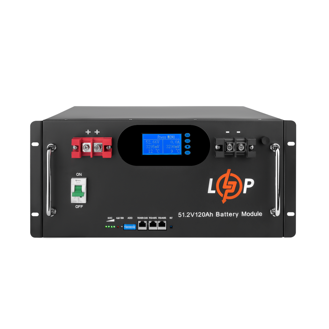Аккумулятор LP LiFePO4 51,2V-120 Ah 6000Wh Smart BMS 100A с LCD RM AB RS485/CAN (28152394)