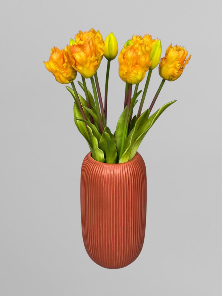 Букет штучних кучерявих тюльпанів 5 шт. 40 см Жовтий (К07048) - фото 4