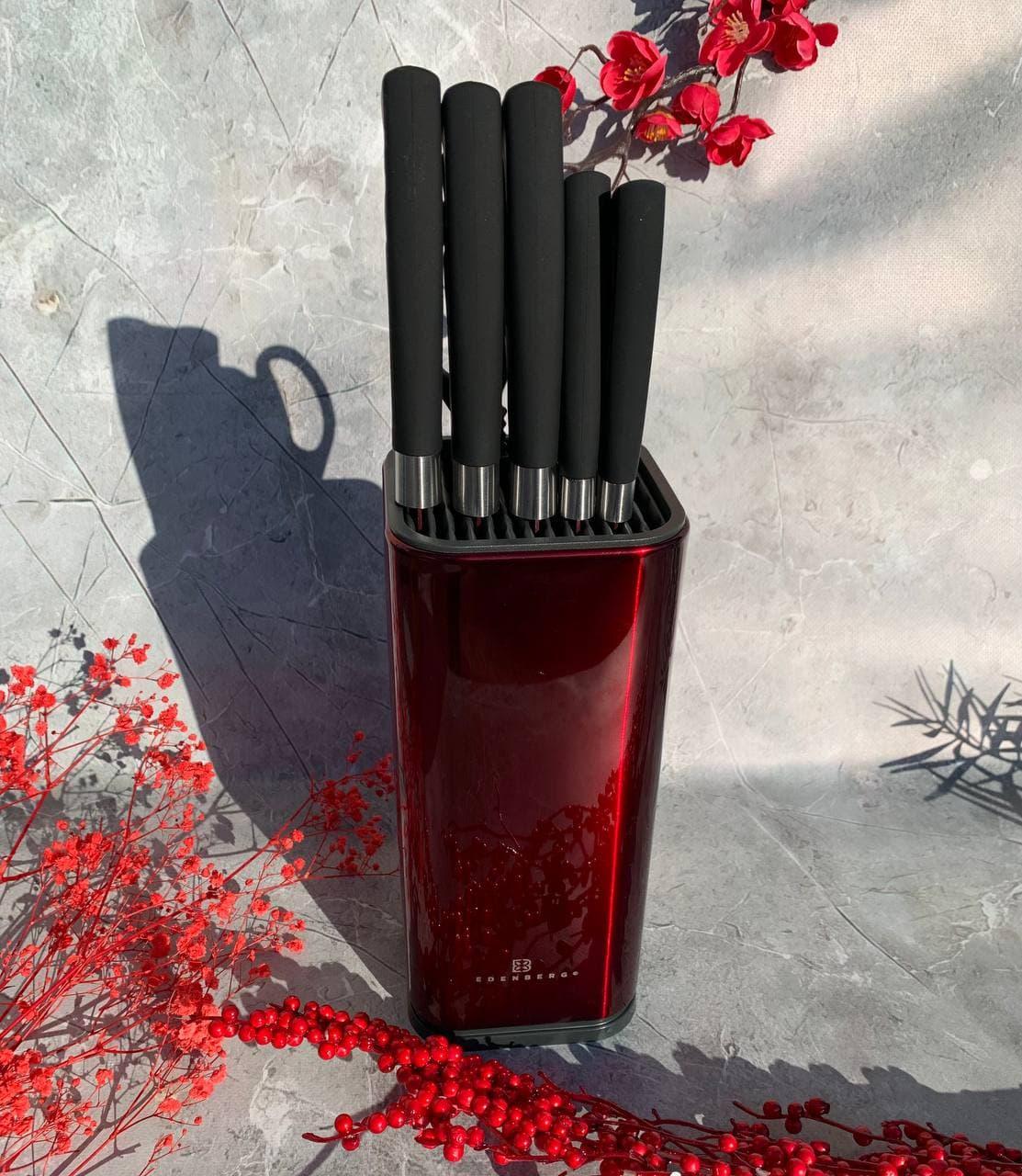 Набор кухонных ножей с подставкой Edenberg EB-11027 антибактериальное покрытие 7 предметов Красный (2530555684) - фото 8 Набор кухонных ножей с подставкой Edenberg EB-11027 антибактериальное покрытие 7 предметов Красный (2530555684) - фото 8
