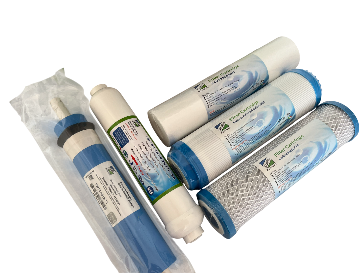 Набір змінних фільтрів для обслуговування 5 ступеневих систем зворотнього осмосу Stanko 1812 75 gpd - фото 4 Набір змінних фільтрів для обслуговування 5 ступеневих систем зворотнього осмосу Stanko 1812 75 gpd - фото 4