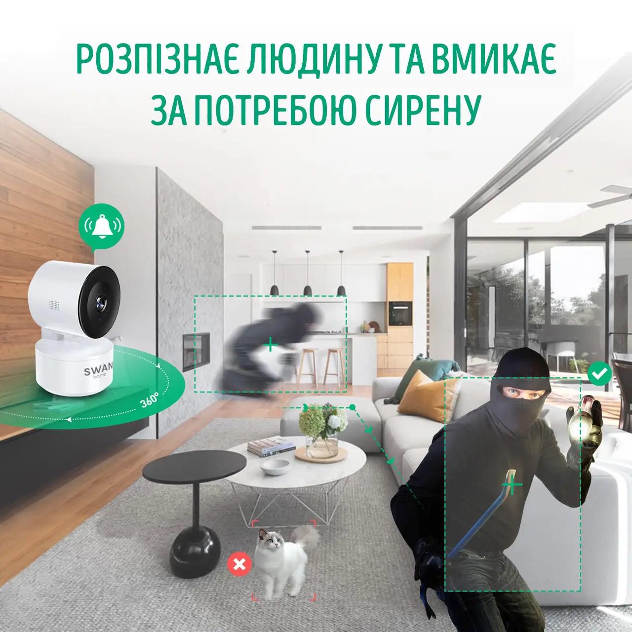 Видеоняня Swan Baby Home Smart Eye V2.0 Wi-Fi 360 градусов с подключением к телефону Белый (64975736) - фото 10