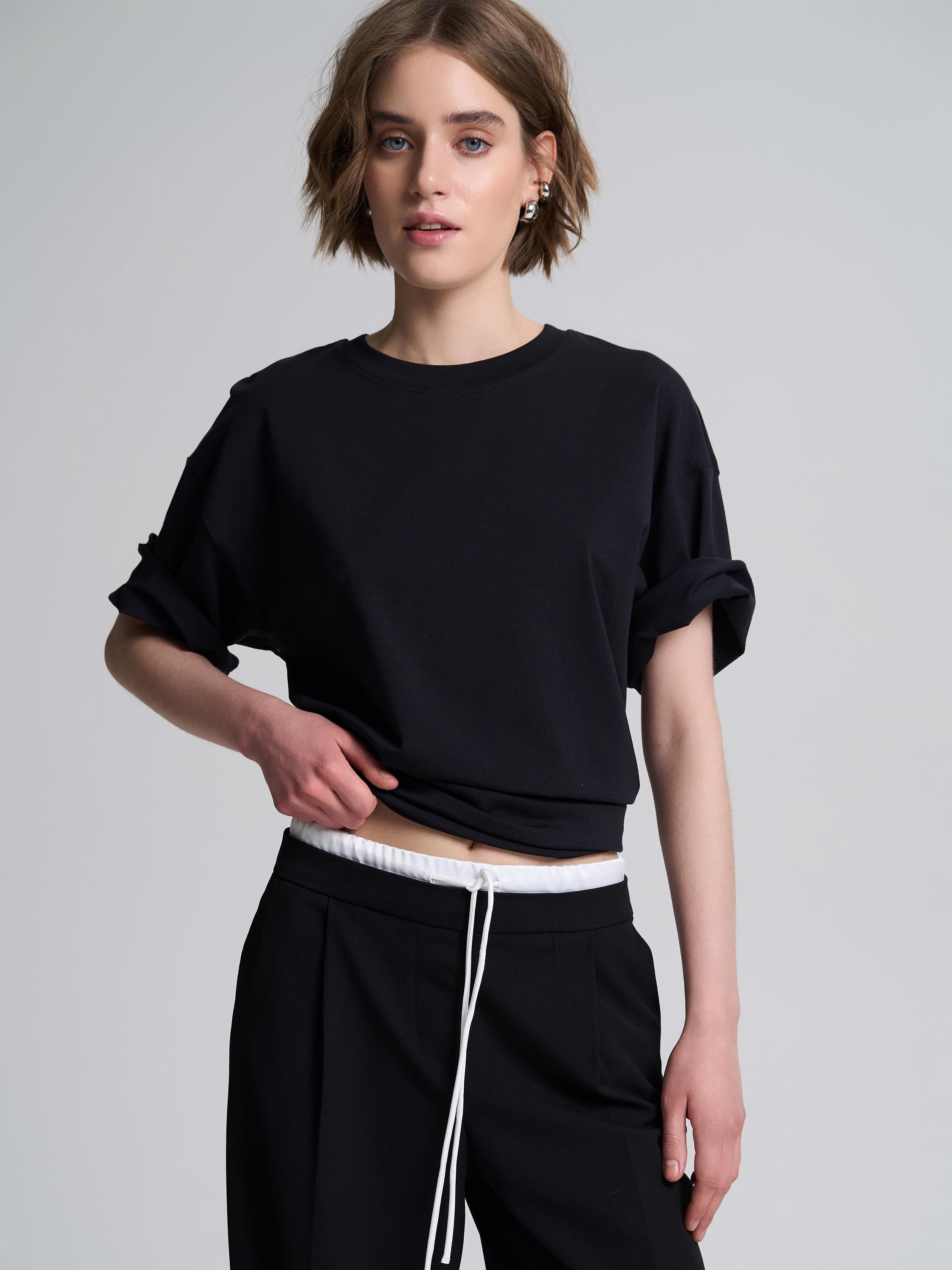 Футболка женская оверсайз ROZA 231105 S Черный (4824005697227) - фото 6 Футболка женская оверсайз ROZA 231105 S Черный (4824005697227) - фото 6