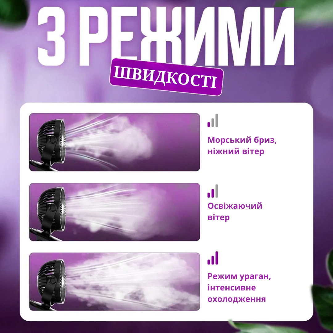 Вентилятор Andowl Q-F106 USB переносний на прищіпці та акумуляторі Чорний (8bf28852) - фото 3