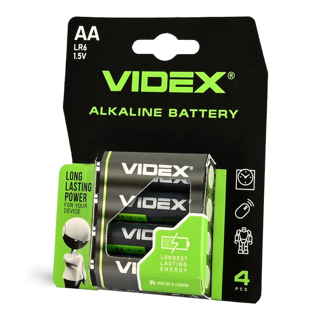 Батарейка Videx AA/LR6/щелочная 1,5V 4 шт. Blister (2881180180)