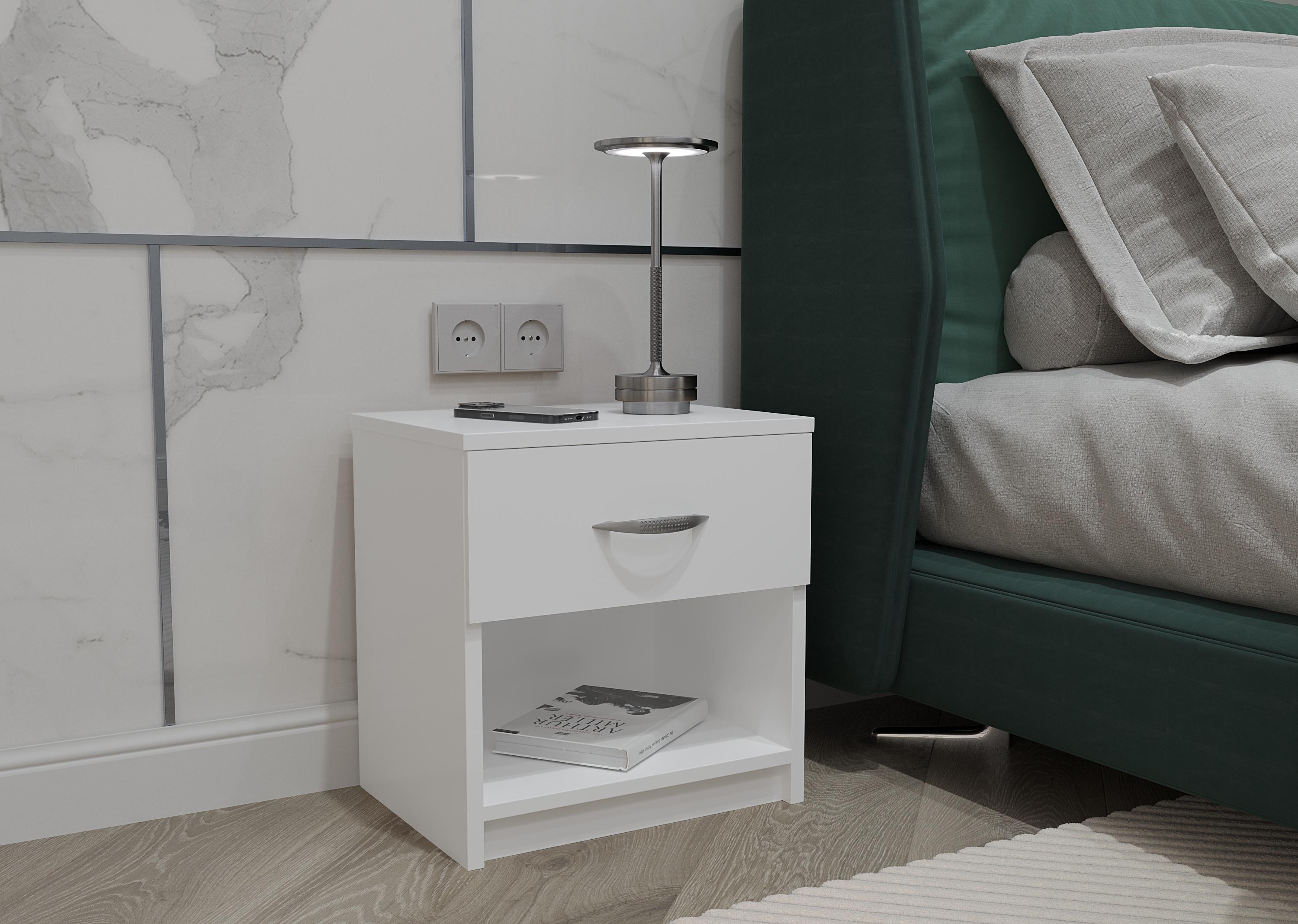 Тумба приліжкова з шухлядою 38х29х40 см Білий - фото 1 Тумба приліжкова з шухлядою 38х29х40 см Білий - фото 1