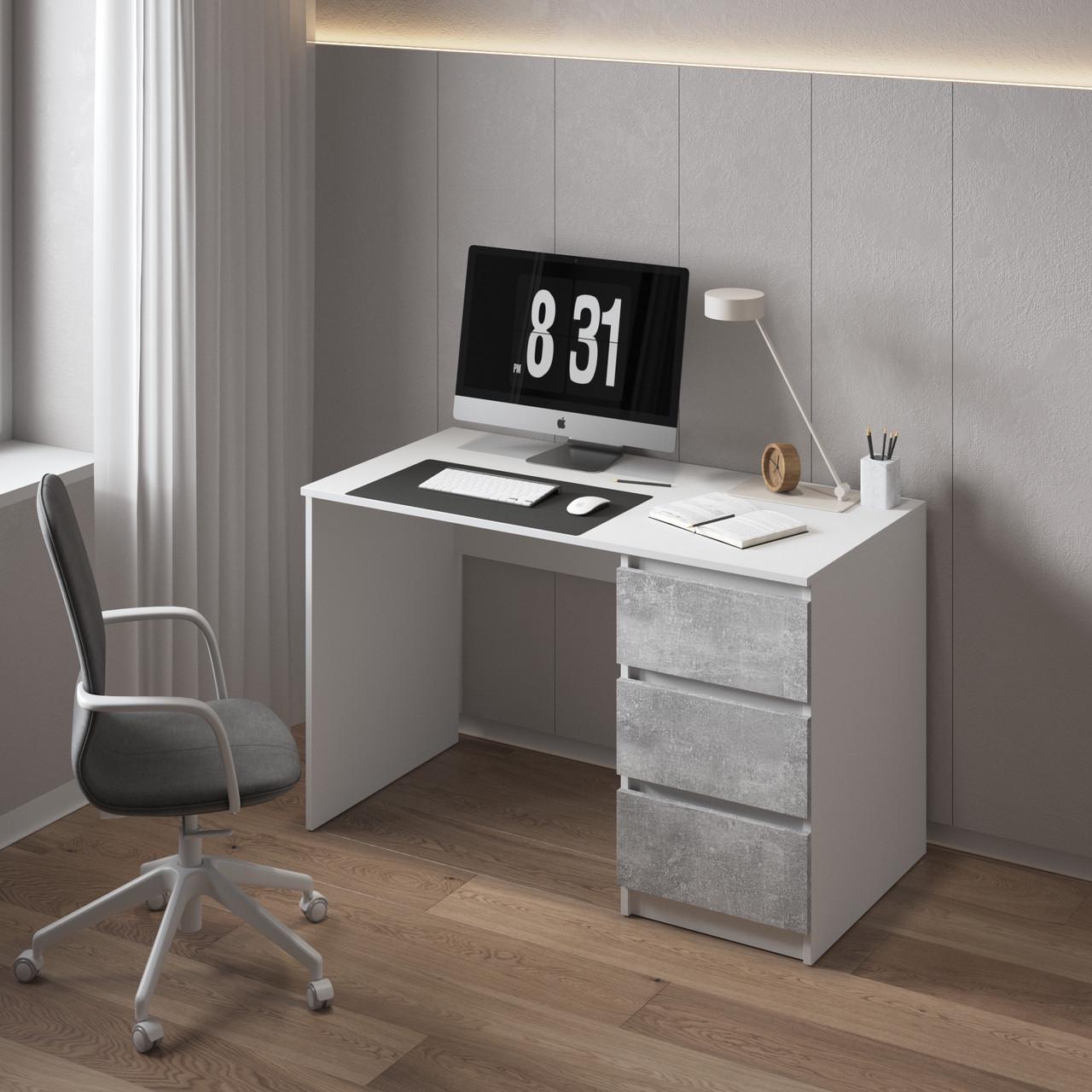 Стол компьютерный с тумбой Вайс R-1 1200х600х755 мм Белый/Бетон фасад (30435273) - фото 1 Стол компьютерный с тумбой Вайс R-1 1200х600х755 мм Белый/Бетон фасад (30435273) - фото 1