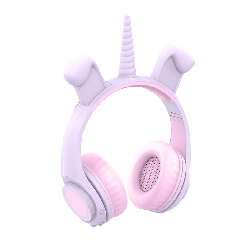 Наушники LINX LX-LW200 Bluetooth Dog Ear Unicorn Design с ушками LED Свет-Сиреневый (SUN6118)