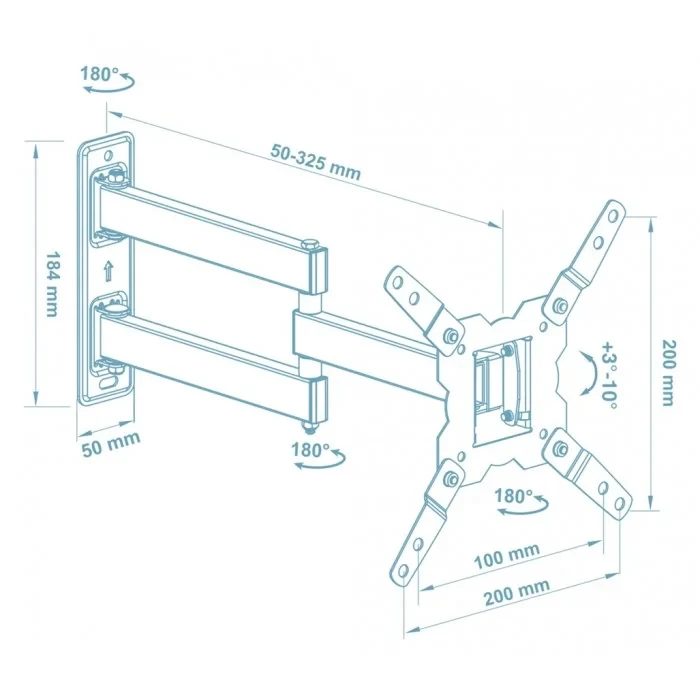 Крепление настенное Walfix LCD/Plasma TV 15-42" 20 кг/200x200 мм Черный (R-351B) - фото 2 Крепление настенное Walfix LCD/Plasma TV 15-42" 20 кг/200x200 мм Черный (R-351B) - фото 2