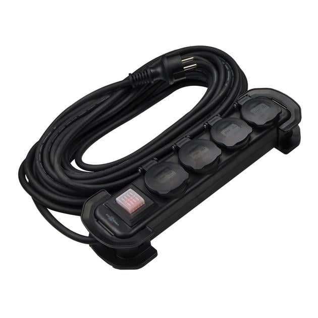 Подовжувач чотиримісний АСКО-УКРЕМ Grot захищений з з/к ІР44 15 м Чорний (ECO019001017)