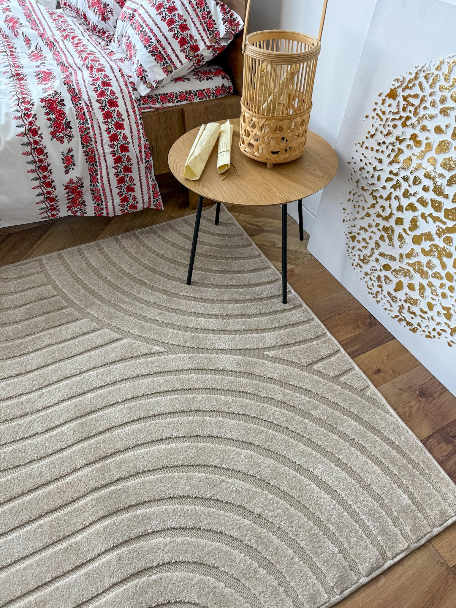 Ковер 3D с объемным волнистым узором 200х300 см Бежевый. - фото 2 Ковер 3D с объемным волнистым узором 200х300 см Бежевый. - фото 2