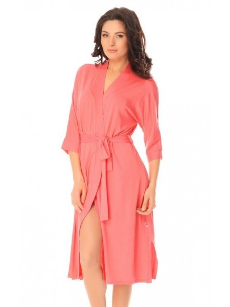 Халат вискоза De Lafense 942 XL Коралловый (19-2)