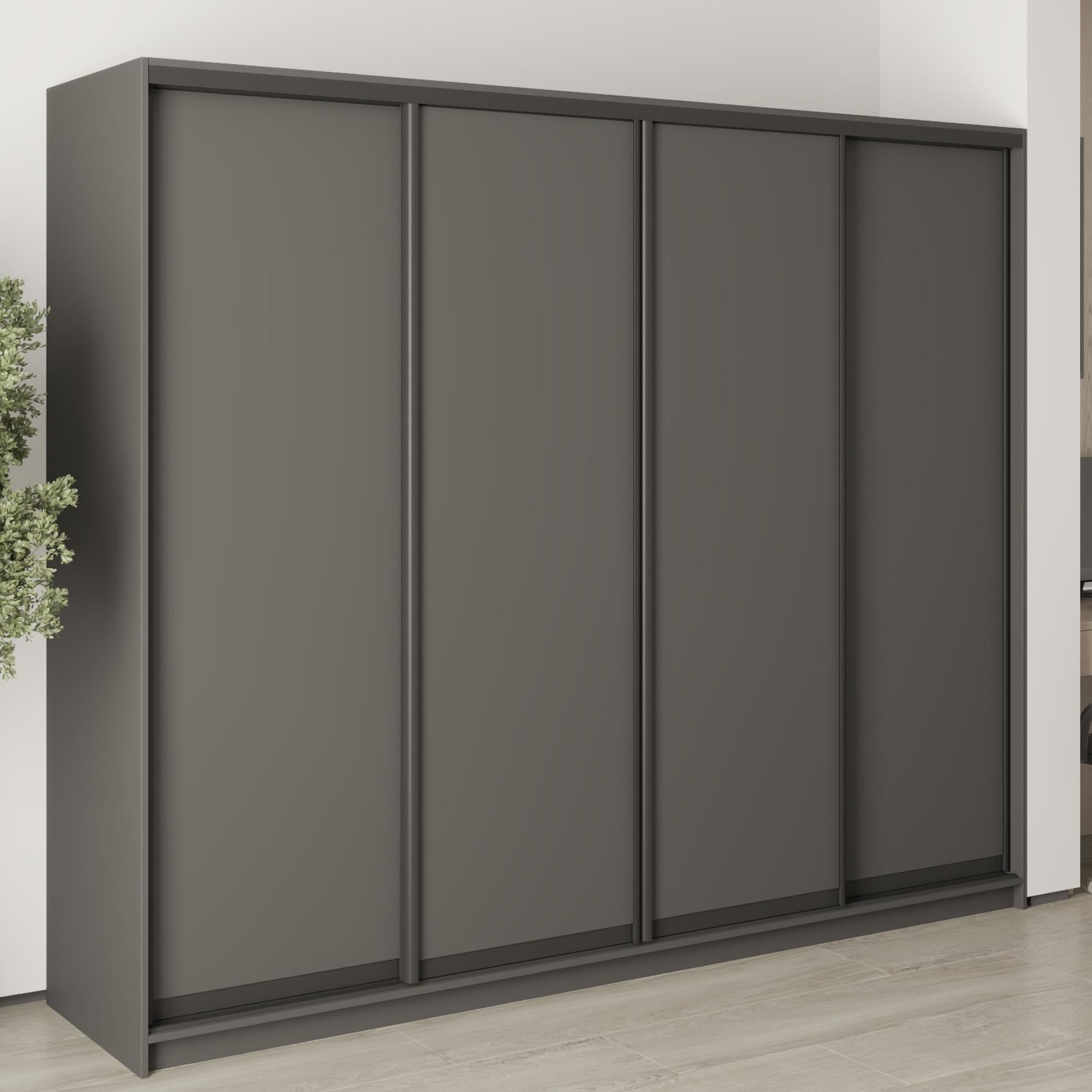 Шкаф-купе четырехдверный MebelStar Стандарт BG 4 ДСП 250x45x210 см Антрацит (MBS-11746) Шкаф-купе четырехдверный MebelStar Стандарт BG 4 ДСП 250x45x210 см Антрацит (MBS-11746)